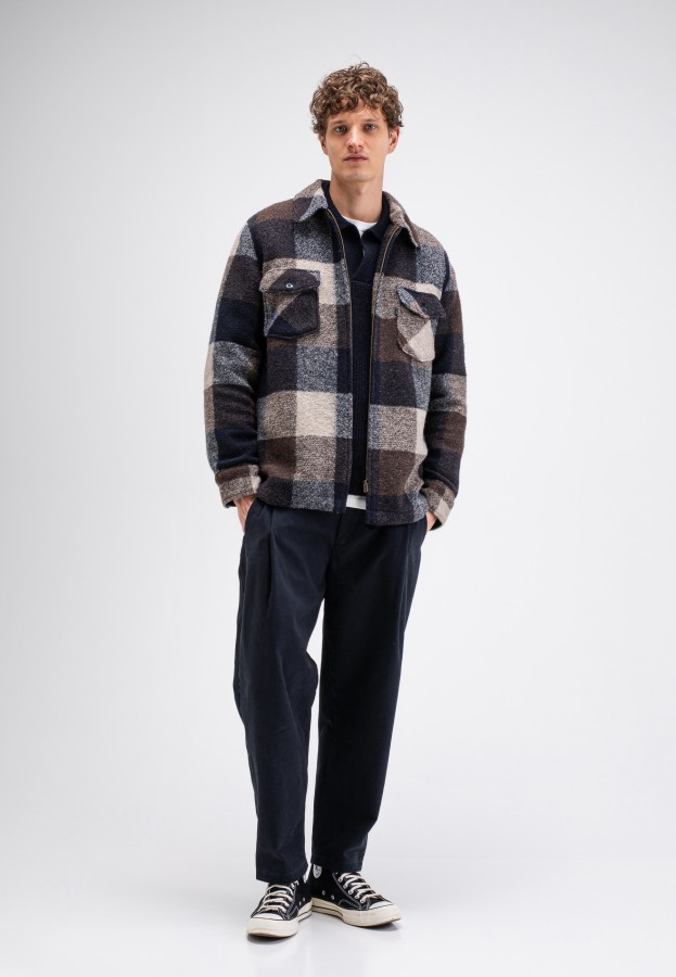 Afbeelding van Vance Wool Check M2624070 Chestnut Brown - Heren Overshirt  - Butcher of Blue